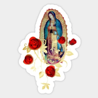 Our Lady of Guadalupe Virgen Maria Tilma Red Roses 120 Sticker